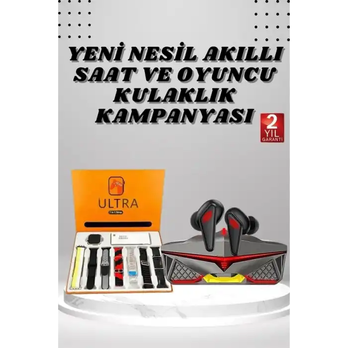 7 Kordonlu Akıllı Saat Ve  Kulaklığı Bluetooth Bağlantılı Android Ve İos Uyumlu