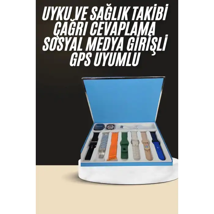 7 Kordonlu Unisex Akıllı Saat Çoklu Kordon Seçeneği Amoled Ekran