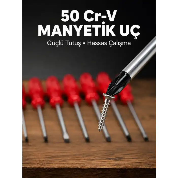 7 Parça Tornavida Seti Manyetik Uç Ergonomik Sap