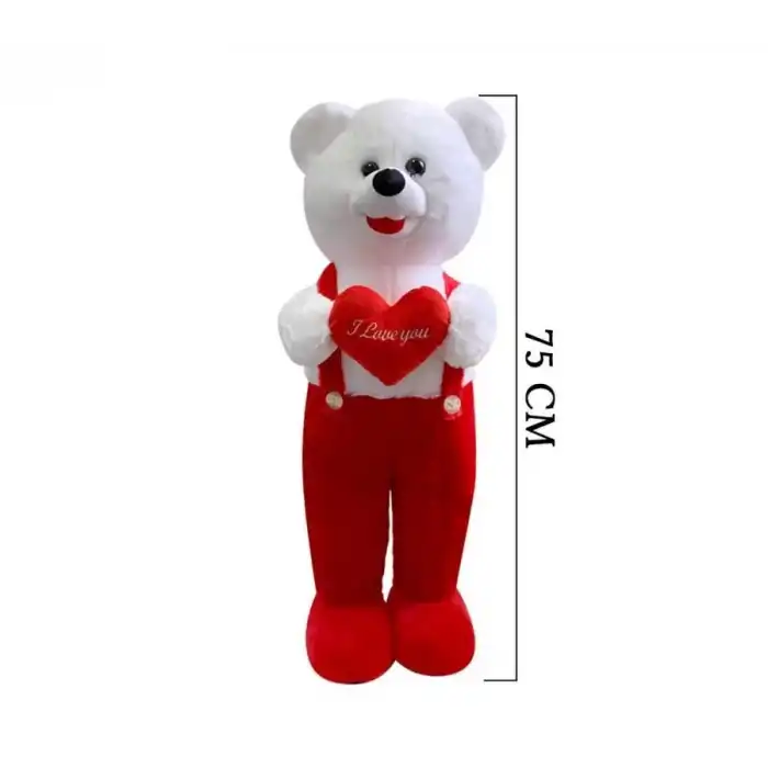 75 Cm Çiçekli Tulumlu Ayakta Duran Peluş Ayıcık
