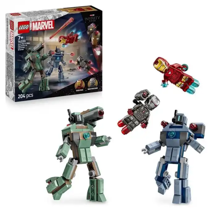 76320 Lego Marvel Iron Man ve War Machine Hammer Dronlara Karşı 204 parça +7 yaş