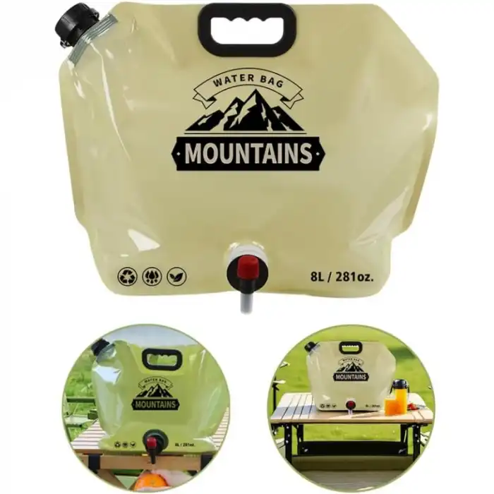 8 Litre Katlanabilir Musluklu Su Kabı - Kamp ve Doğa - Taşıma Kulplu