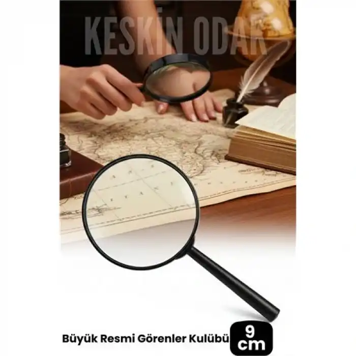 9 cm Optik Lensli El Tipi Büyüteç | Profesyonel Okuma, Hobi, Koleksiyon Merceği