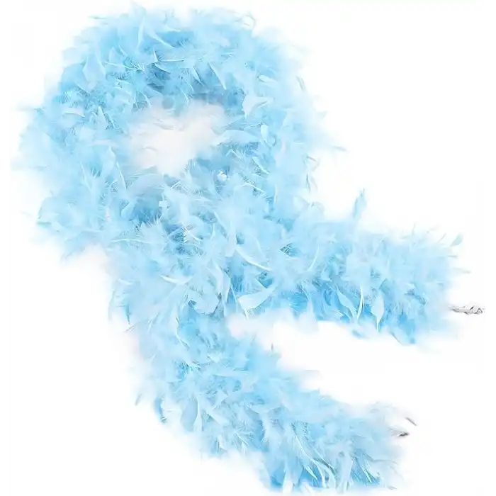 Açık Mavi Renk Kabarık Kalın Otriş Boa Tüy 6 cm Genişlik 180-200 cm Uzunluk