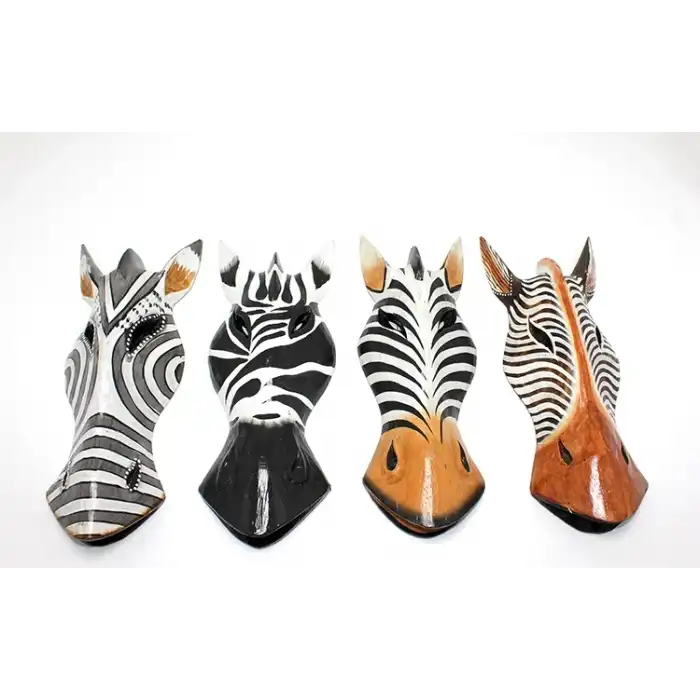 Ahşap Duvara Asmalı 30 cm Zebra Maske
