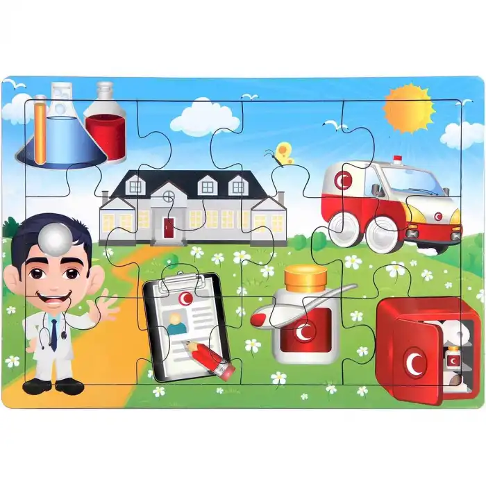Ahşap Eğitici Puzzle 12 Parça - 1 Adet Stokta Olan Gönderilir