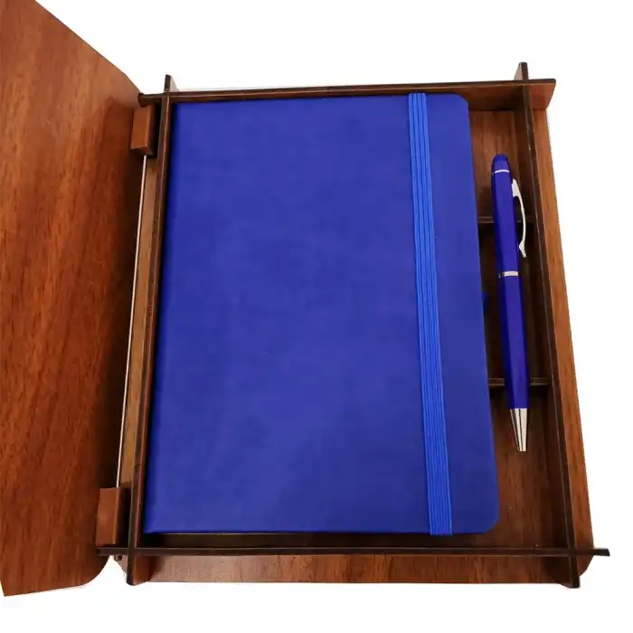 Ahşap Kutulu Defter Ve Kalem Seti