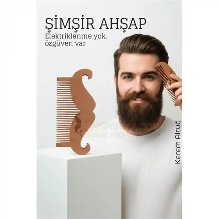 Ahşap Sakal ve Bıyık Tarağı – Antistatik Şimşir Tarak