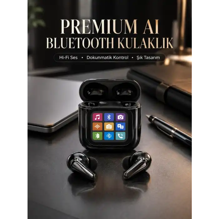 AI Destekli Dokunmatik Ekranlı Kablosuz Bluetooth Kulaklık