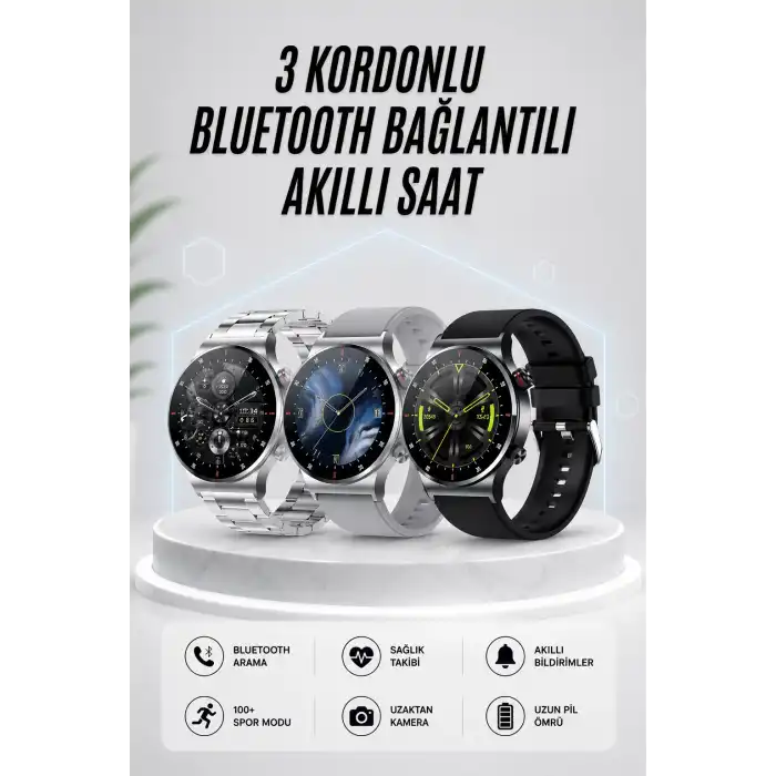 Akıllı Saat Amoled Ekran Bluetooth Bağlantılı Sesli Görüşme Nabız Ölçer