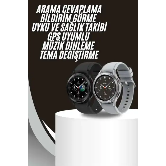 Akıllı Saat Bluetooth Bağlantılı Yuvarlak Ekran Plastik Kordonlu