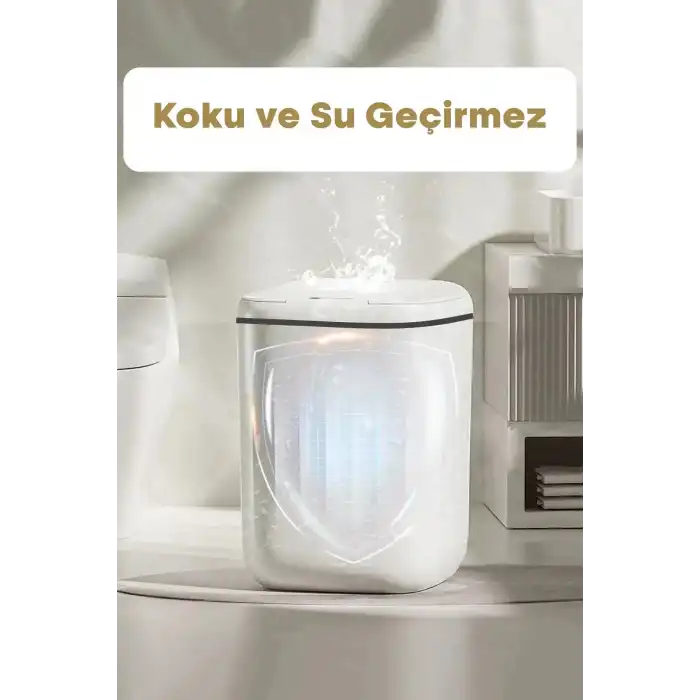 Akıllı Teknolojik Sensörlü Çöp Kovası Işık Antibakteriyel Koku Geçirmez Mutfak Banyo Wc Ofis 20l Uv