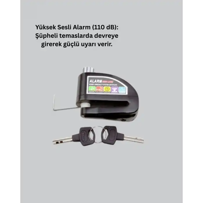 Alarm Sensörlü Disk Kilidi Motosiklet Scooter Bisiklet Güvenlik