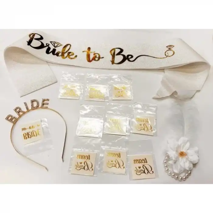 Altın Renk Bride Partisi Seti 13 Parça