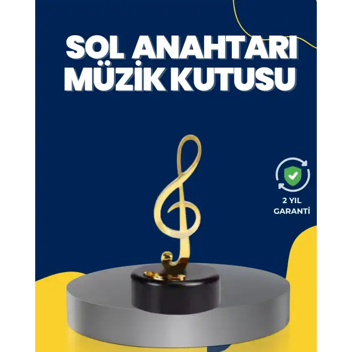Altın Sol Anahtarı Müzik Kutusu Döner Mekanizmalı