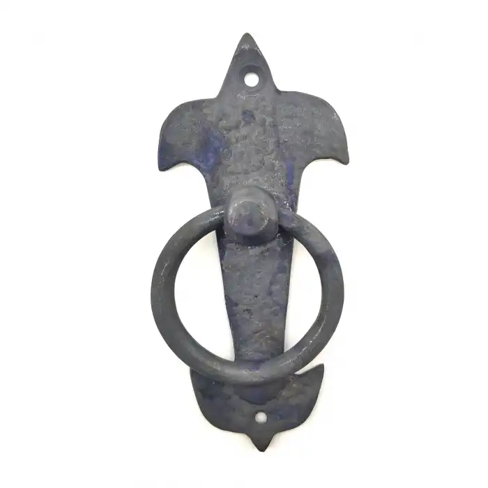 Antika Tarz Dekoratif Pirinç Lale Kapı Halkası - 165x70mm, Oksit