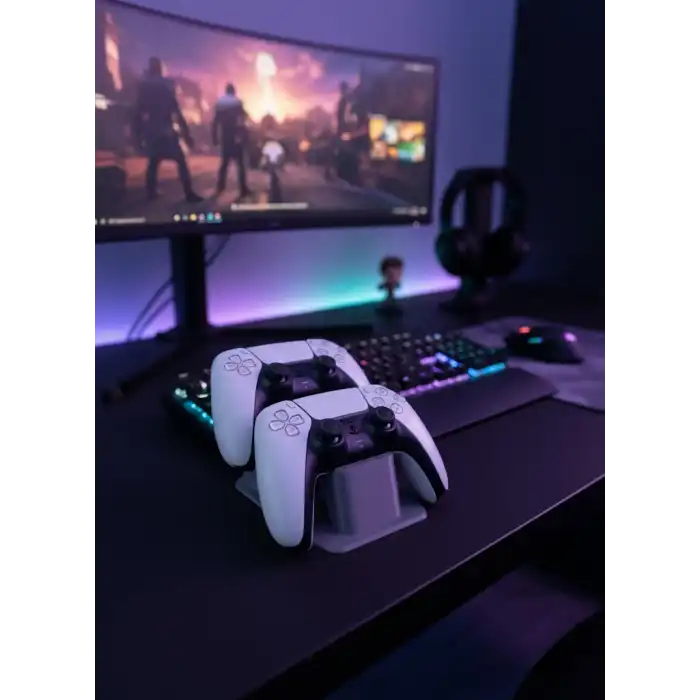 Antrasit İkili Gamepad Tutucu 7x18 cm Masa ve Raf Düzeni