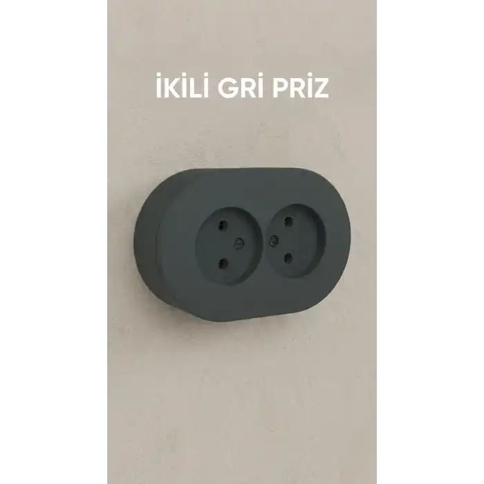 Antrasit Renkli Sıva Üstü İkili Topraklı Elektrik Prizi