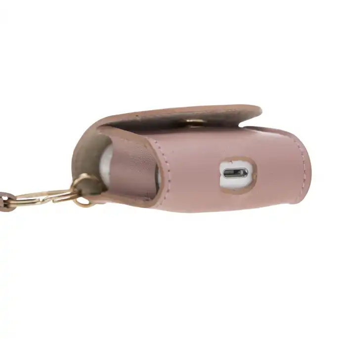 Apple AirPods 2.nesil Uyumlu Deri Kılıf Mai Snap NU2 Pembe