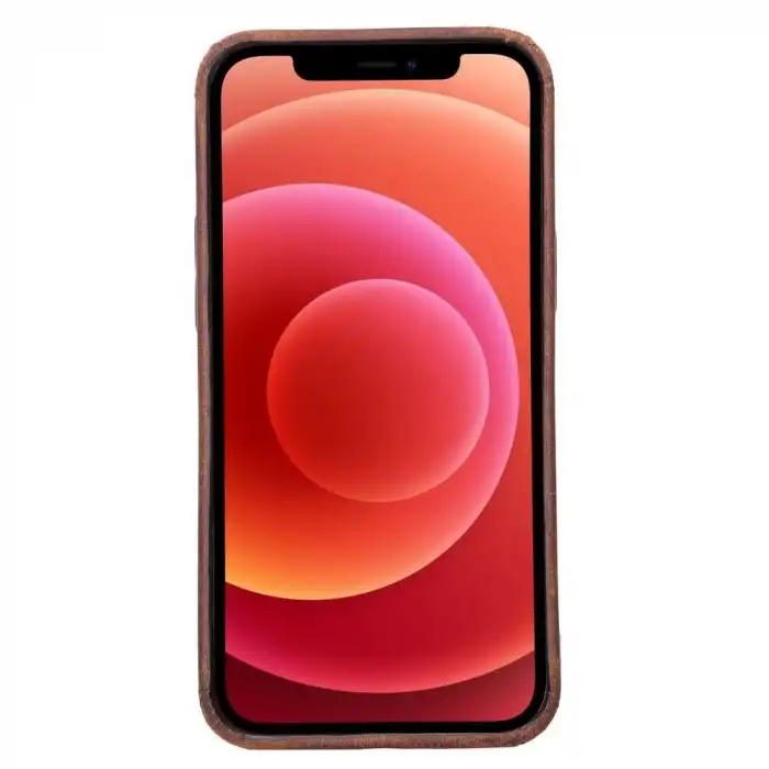 Apple iPhone 12 Pro Max Uyumlu Deri Arka Kapak ROCK G2 Kahve