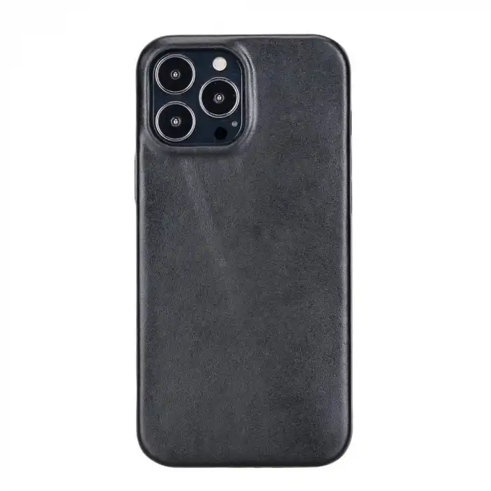 Apple iPhone 13 Pro Max Uyumlu Deri Arka Kapak ROCK RST1 Siyah