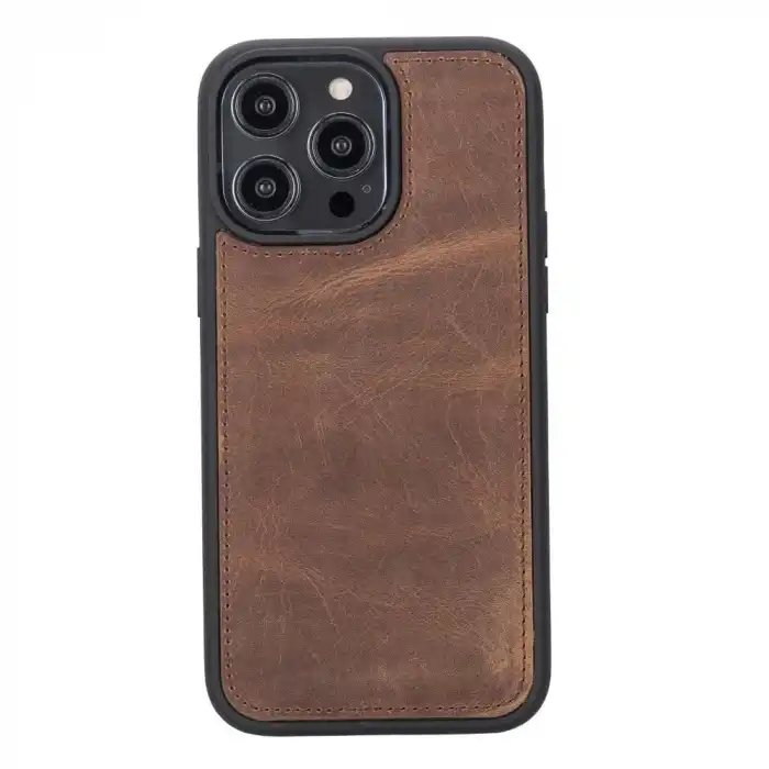 Apple iPhone 14 Pro Max Uyumlu Deri Cüzdanlı Kılıf MWWN G2 Kahve