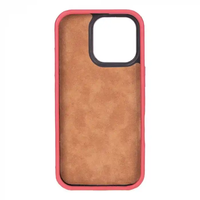 Apple iPhone 16 Pro Max uyumlu, Hakiki Deri, El Yapımı Kılıf, Pembe