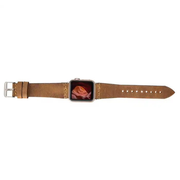 Apple Watch Uyumlu Deri Kordon 38-40-41mm G19-BA7 Taba