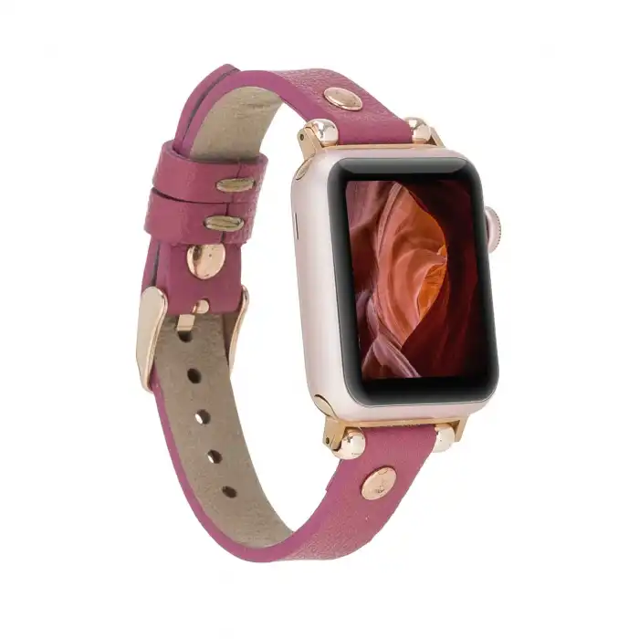 Apple Watch Uyumlu Deri Kordon 38-40-41mm RT CP4 Fuşya