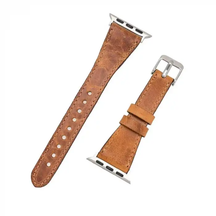 Apple Watch Uyumlu Deri Kordon 38-40-41mm Slim G19 Taba