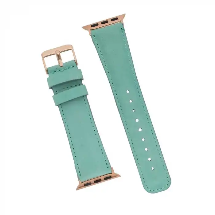 Apple Watch Uyumlu Deri Kordon 42-44-45mm BRN7 Yeşil