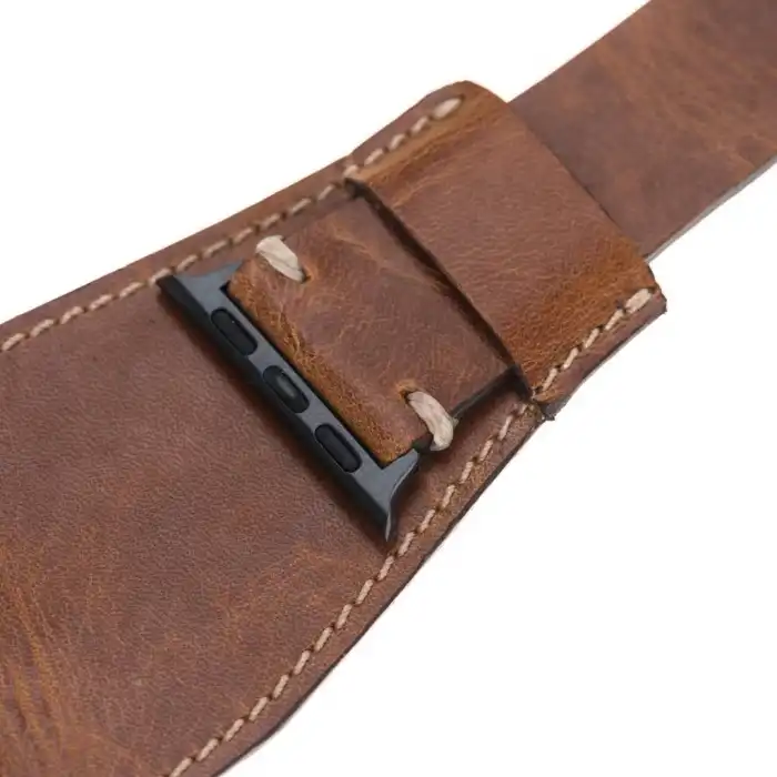 Apple Watch Uyumlu Deri Kordon 42-44-45mm Cuff V18