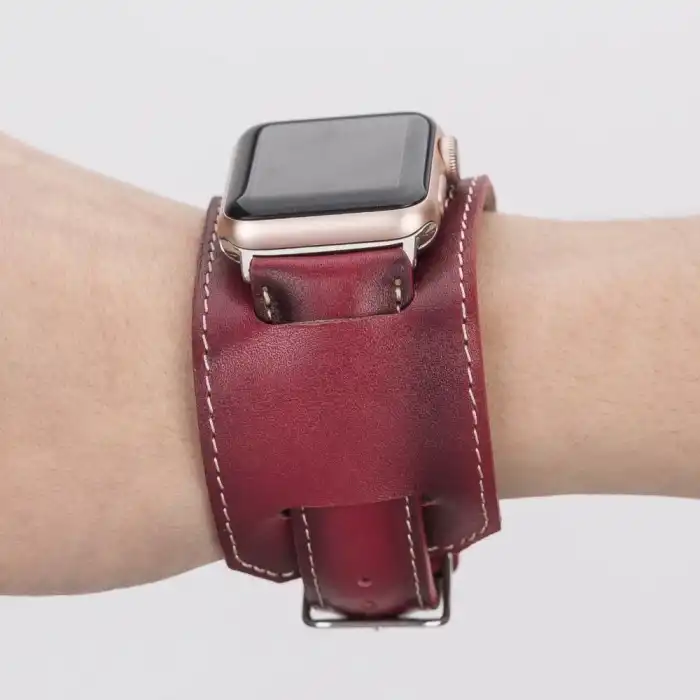 Apple Watch Uyumlu Deri Kordon 42-44-45mm Cuff V4EF