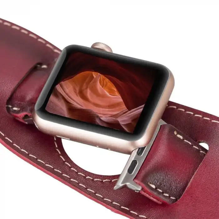 Apple Watch Uyumlu Deri Kordon 42-44-45mm Cuff V4EF