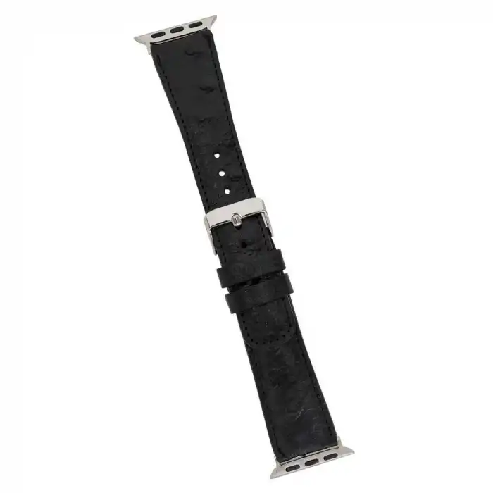 Apple Watch Uyumlu Deri Kordon 42-44-45mm DE5 Siyah