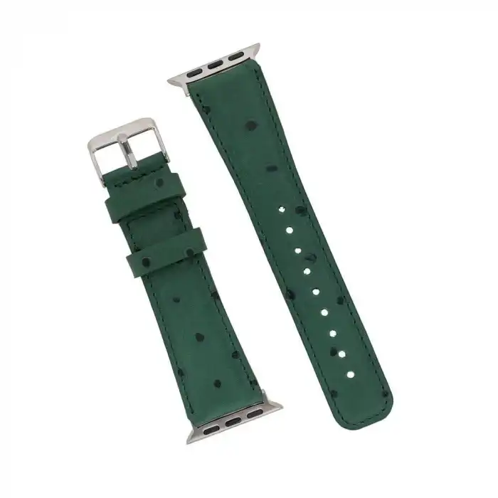Apple Watch Uyumlu Deri Kordon 42-44-45mm DE6 Yeşil