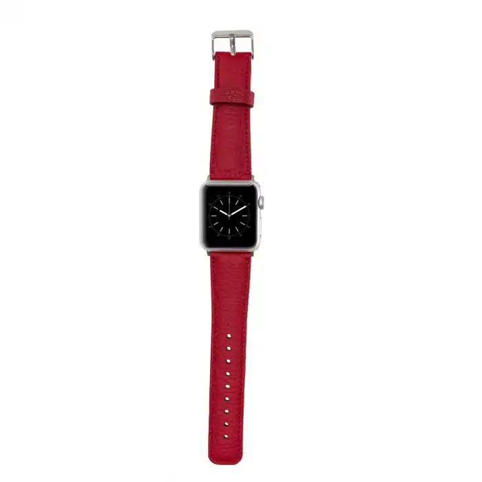 Apple Watch Uyumlu Deri Kordon 42-44-45mm ERC2 Kırmızı