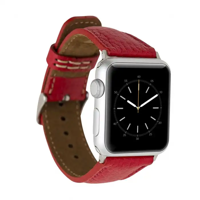 Apple Watch Uyumlu Deri Kordon 42-44-45mm ERC2 Kırmızı