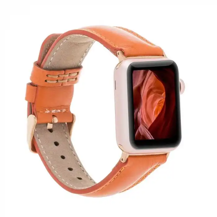 Apple Watch Uyumlu Deri Kordon 42-44-45mm F5 Taba