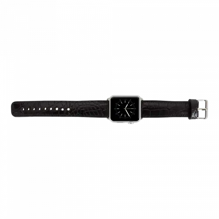 Apple Watch Uyumlu Deri Kordon 42-44-45mm Kroko Siyah
