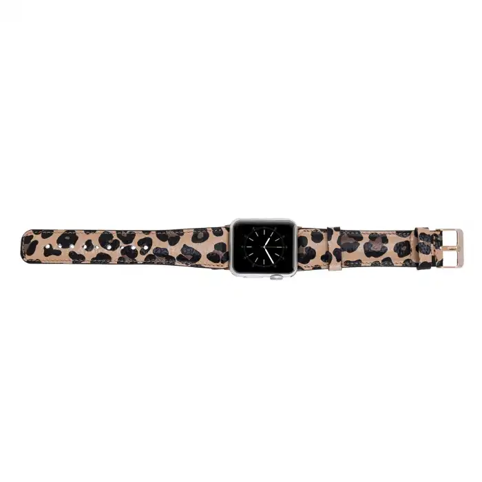 Apple Watch Uyumlu Deri Kordon 42-44-45mm Leopar NE