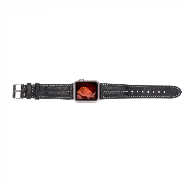 Apple Watch Uyumlu Deri Kordon 42-44-45mm NM3-AS1 Siyah