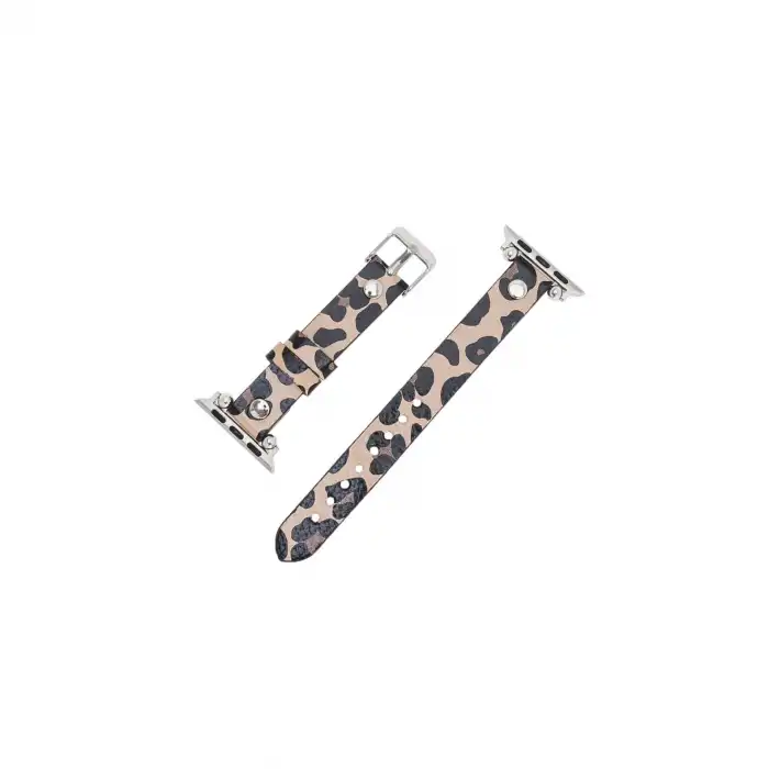 Apple Watch Uyumlu Deri Kordon 42-44-45mm ST Leopar NE