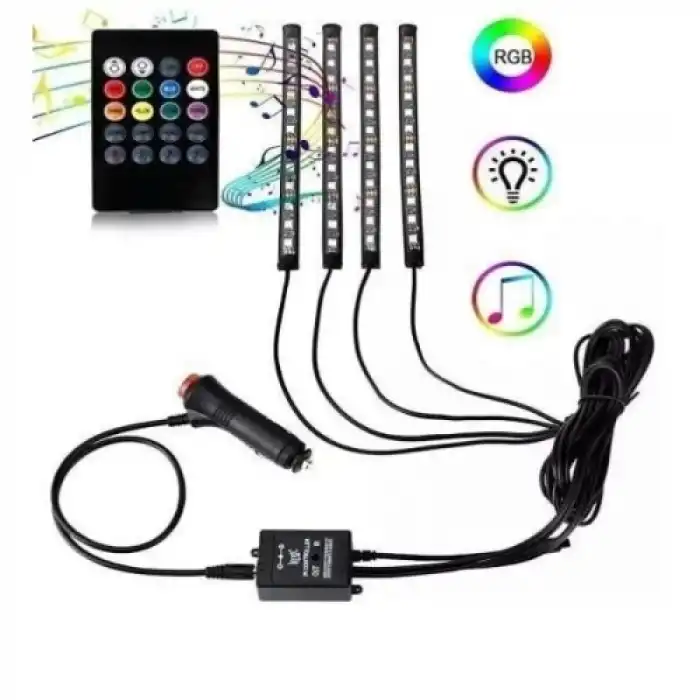 Araç İçi Ayak Altı Sese Duyarlı Şerit Led 4lü Set