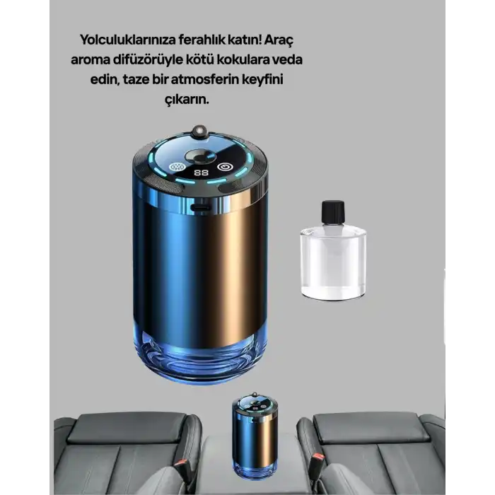 Araç İçi Difüzör Nemlendirici ve Aromaterapi Özellikli