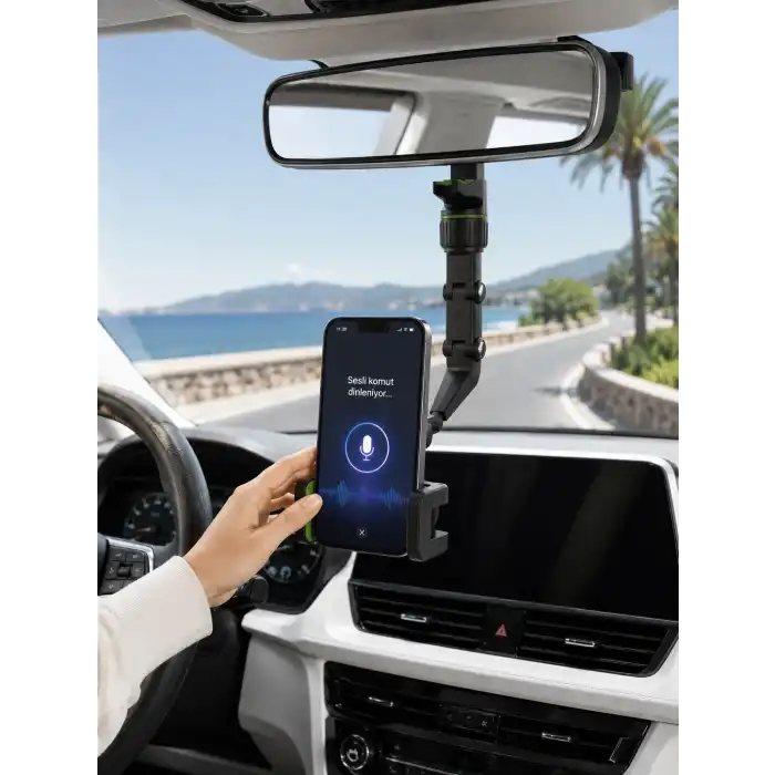 Araç İçi Dikiz Aynası Telefon Tutucu 360° Dönebilen Katlanabilir