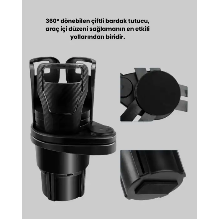 Araç İçi Düzen ve Ambiyans Seti Çift Bardak Tutucu + LED Işık