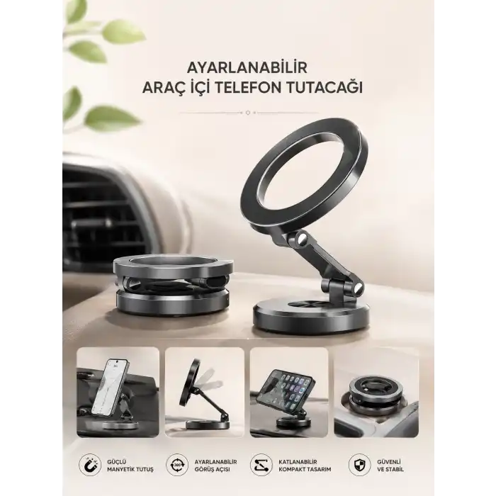 Araç İçi Telefon Tutacağı Manyetik Tasarım Ayarlanabilir