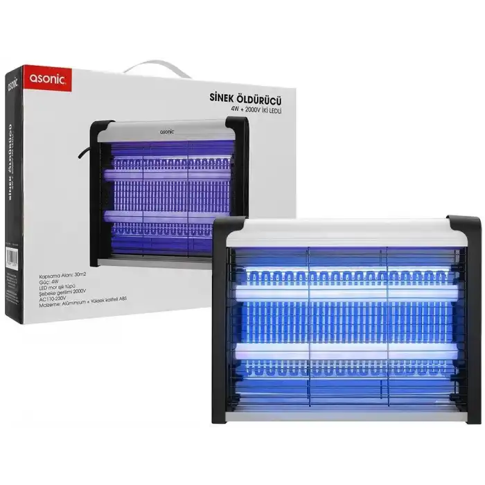 Asonic Siyah 4 Watt + 2000 Volt İki Ledli Sinek Öldürücü AS-A28 (336336)