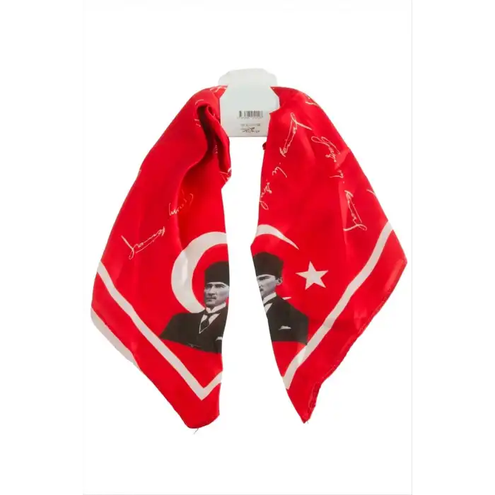 Atatürk İmzalı Zr Saten Fular 50*50 cm